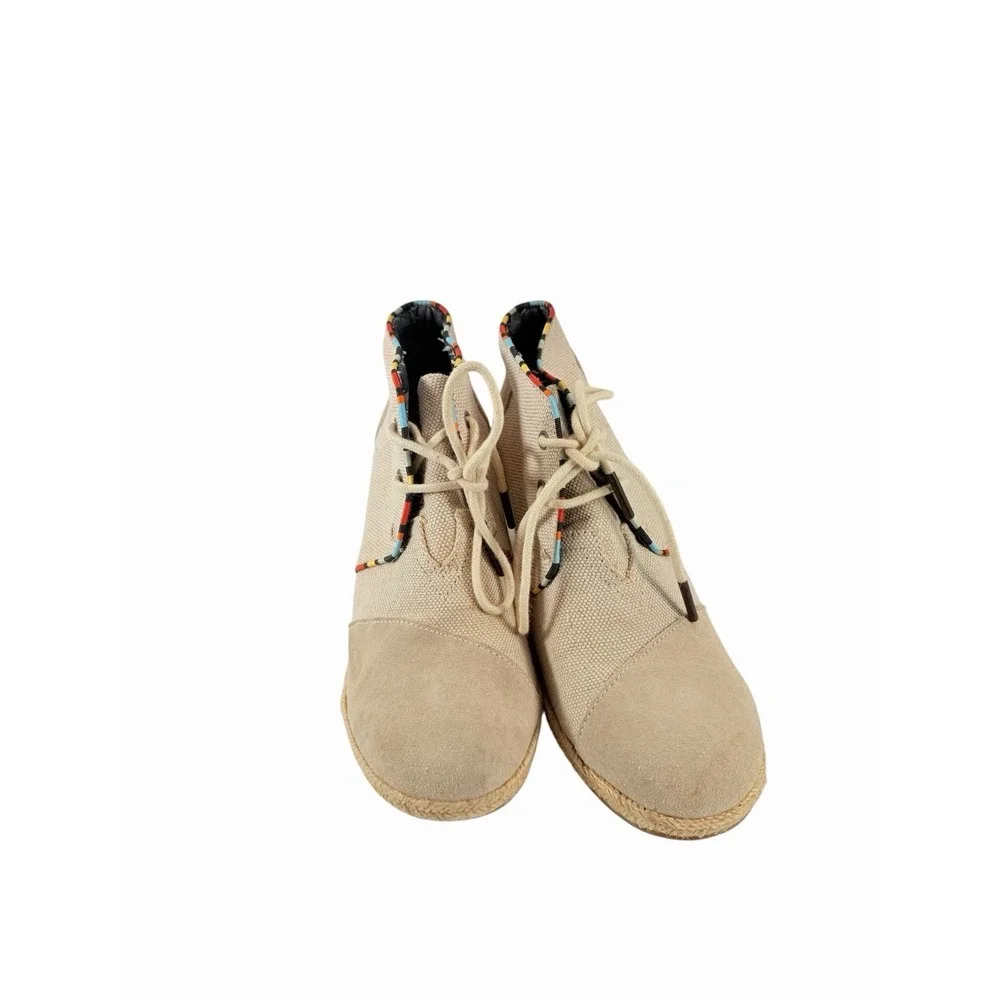 Toms Desert Wedge Whisper Burlap Suede Espadrille Booties 7